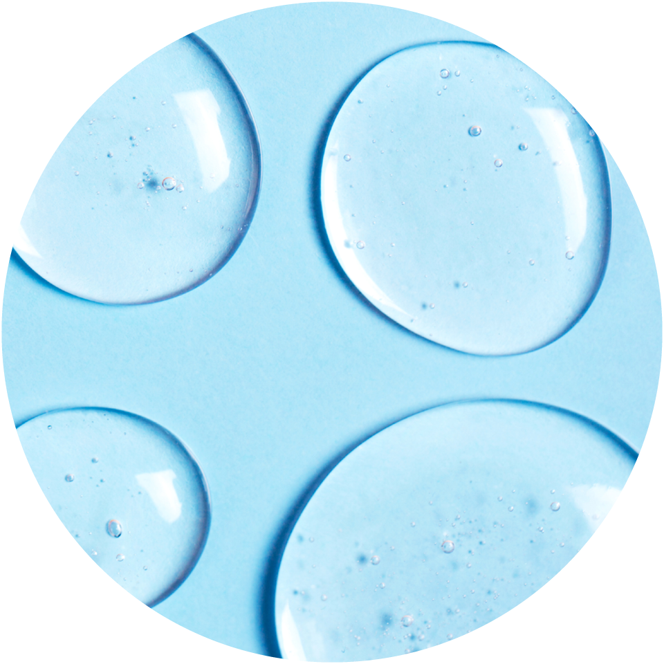 Flüssige Hyaluron Tropfen als Symbol der Wasserspeicherung für die Haut